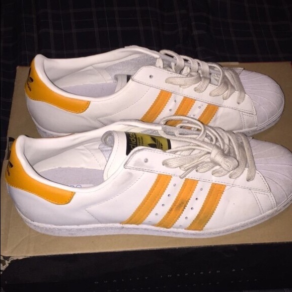 adidas superstar orange stripes